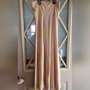 Lularoe Pink and Yellow Floral, Daily Maxi Skirt, Lightweight, Stretch